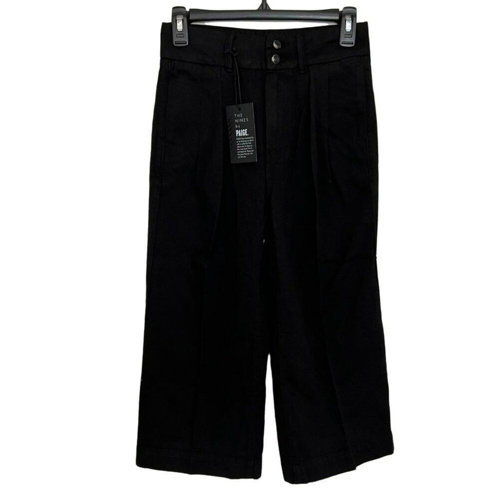 New Paige Black Pleated Wide Leg Clarice Director Pants Women's size 25